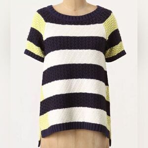 Anthropologie Fiets Voor 2 Early Tides Color Block Striped Short Sleeve Sweater